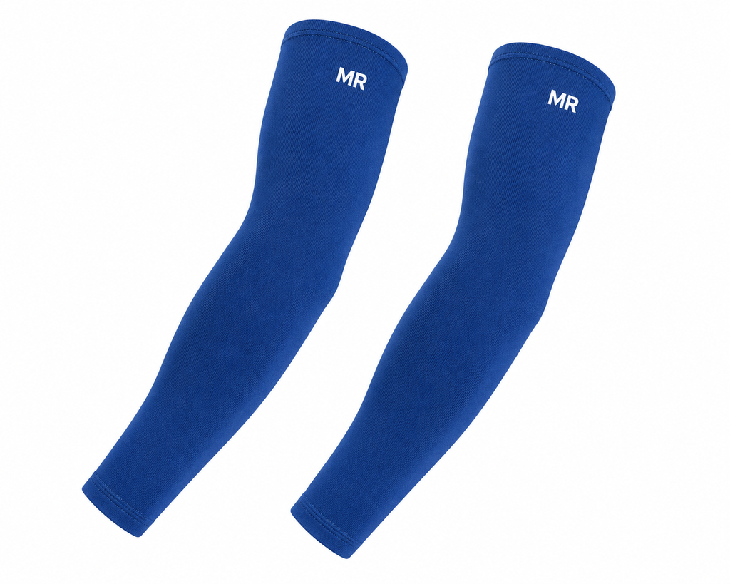 MR Compression Arm Sleeves for Sports, Volleyball, Cricket, Cycling, Running & Gym | UV Protection | Breathable Stretch Fabric | Pair of 2 | Blue