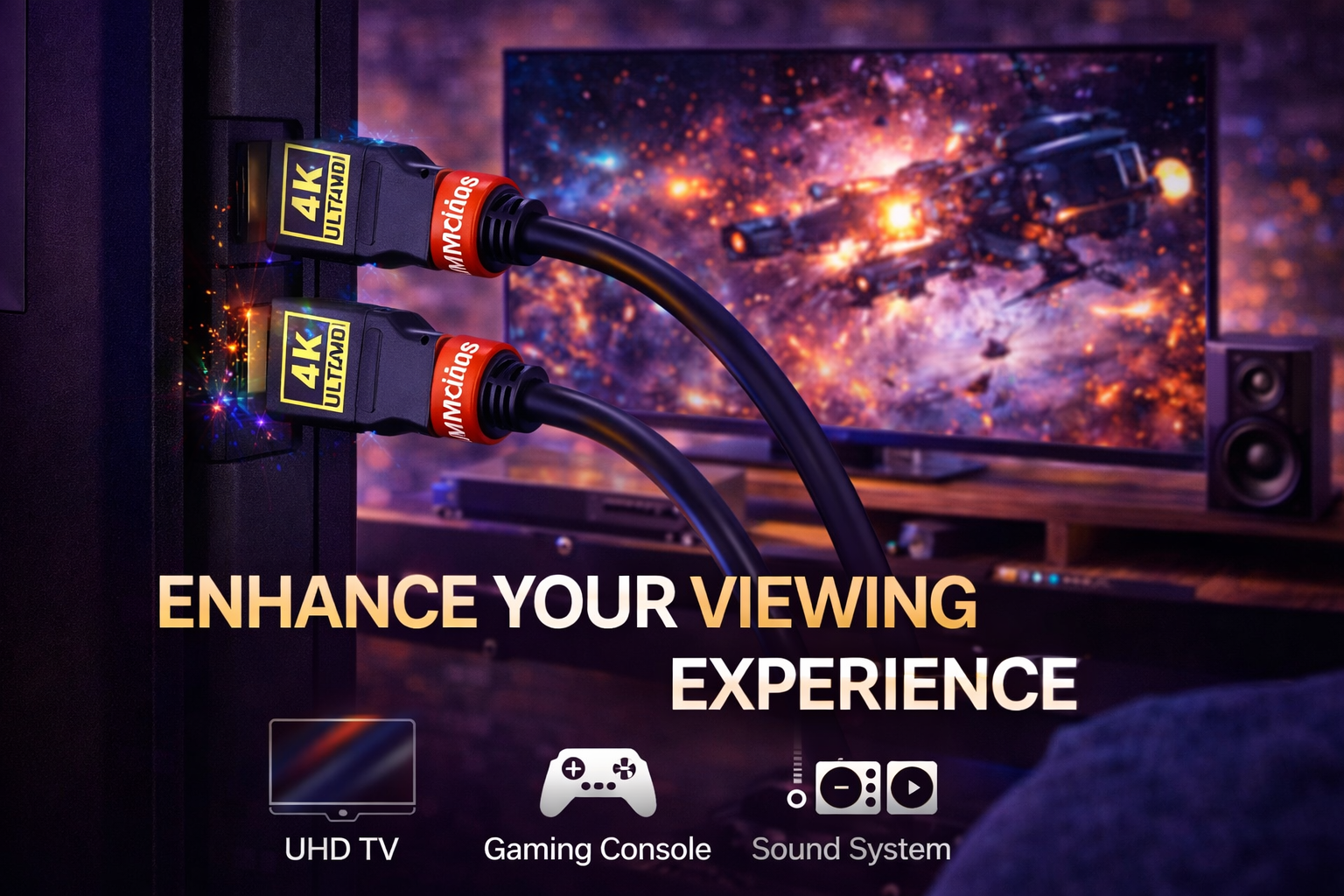 MR 4K HDMI Cable | Gold Plated Connector | High Speed HDMI | Ultra HD Support | TV, Laptop, Monitor Compatible