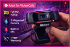 MR Full HD Webcam | 1080p Camera | Built-in Mic | USB Plug & Play | Laptop/Desktop Compatible