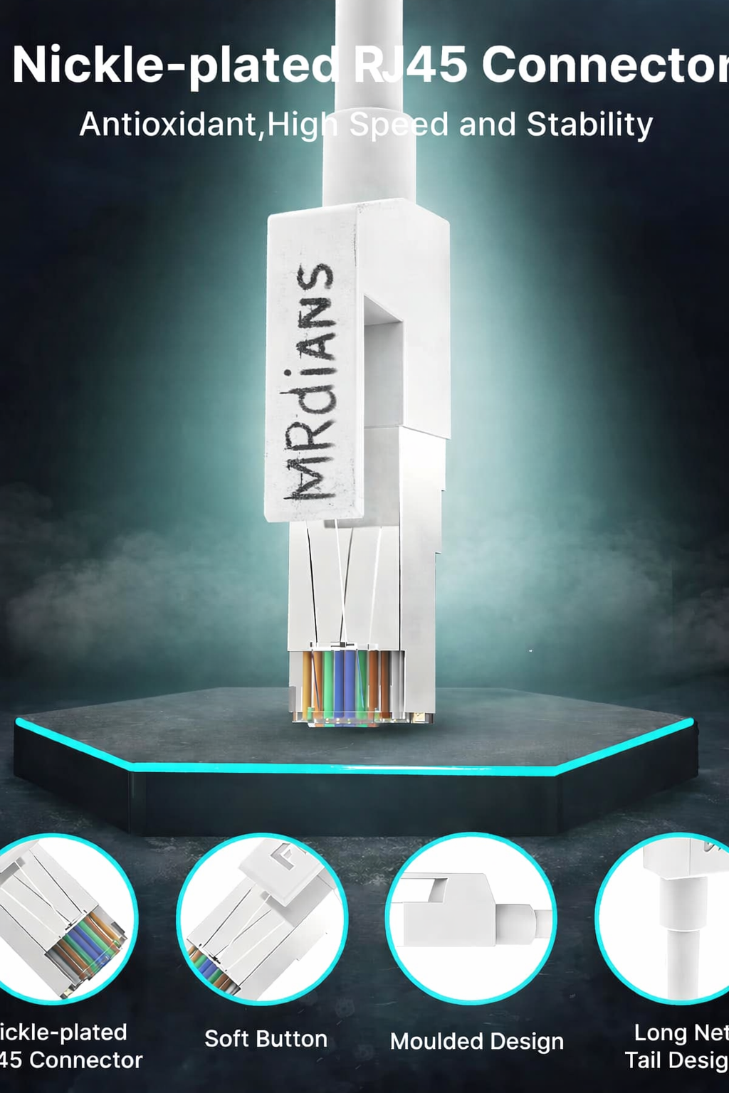 MR High-Speed LAN Cable | Cat6 Ethernet Cable | 1Gbps Fast Internet | RJ45 Connector | Router, PC, Laptop Compatible