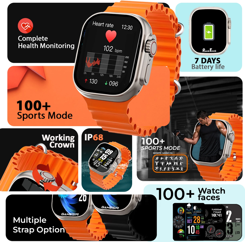 MR Smart Watch | Apple Style Design | Full Touch Display | Bluetooth Calling | Fitness Tracker | Stylish & Budget Friendly