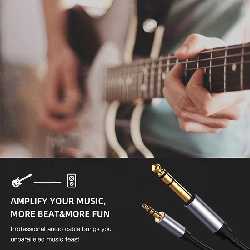 MR 3.5mm to 6.5mm AUX Cable (Metal) | 24K Gold Plated Jack | Hi-Fi Stereo Sound | Premium Audio Cable | Amplifier, Speaker Compatible