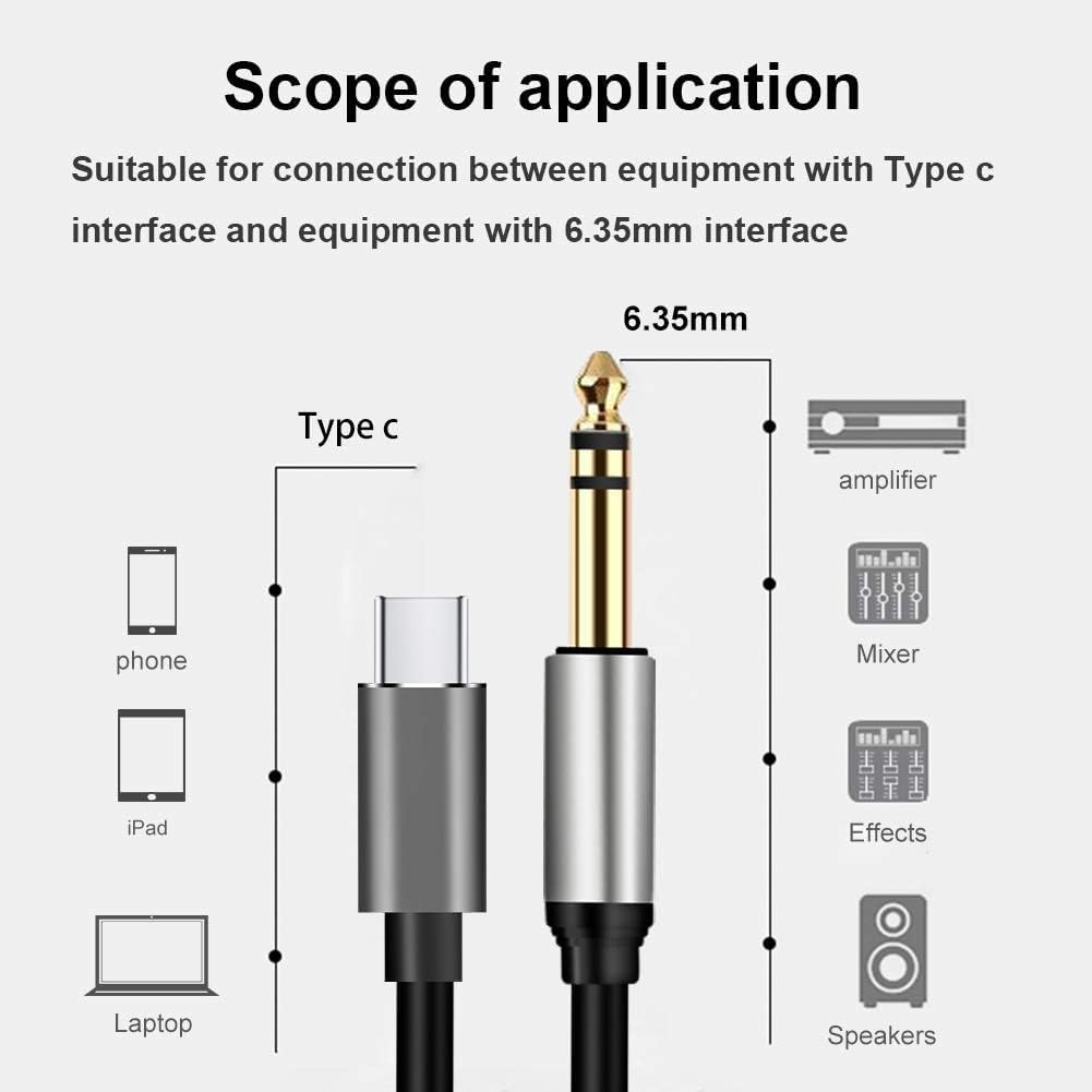 MR Type-C to 6.5mm Audio Cable (Metal) | USB-C to 6.5mm Jack | Hi-Fi Sound | DAC Support | Mixer, Amplifier Compatible
