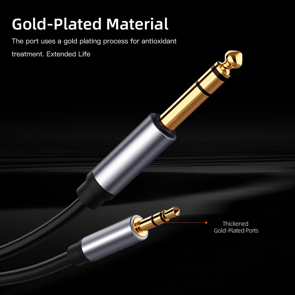 MR 3.5mm to 6.5mm AUX Cable (Metal) | 24K Gold Plated Jack | Hi-Fi Stereo Sound | Premium Audio Cable | Amplifier, Speaker Compatible