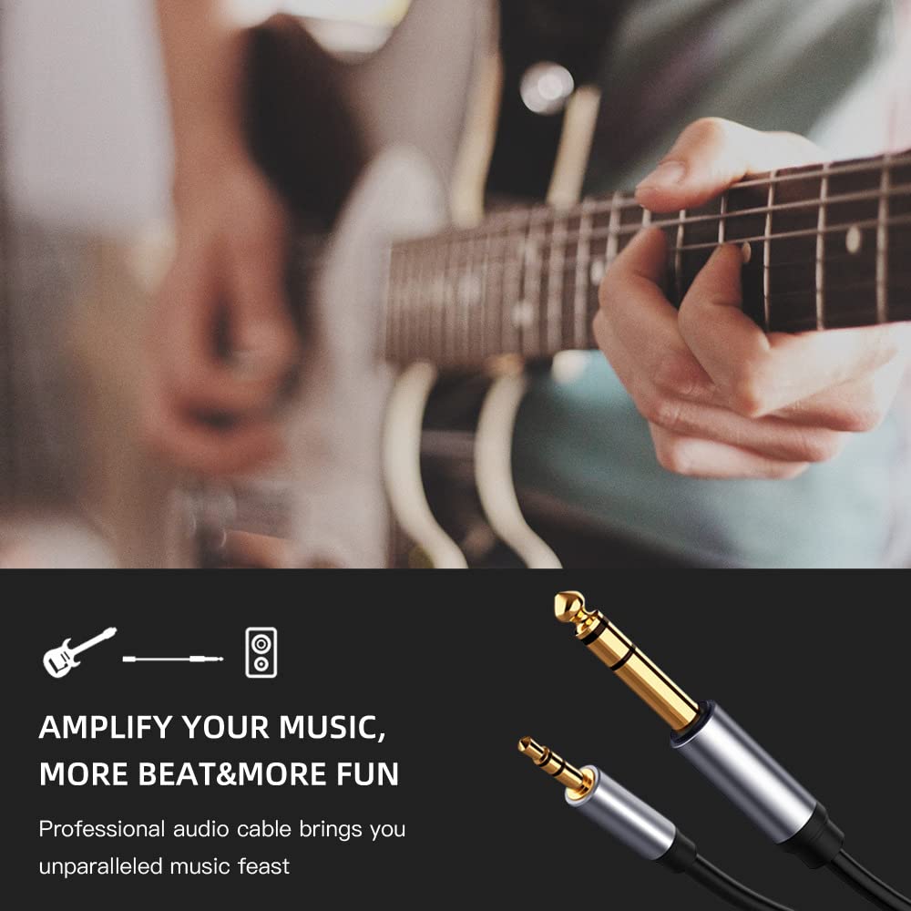 MR 3.5mm to 6.5mm AUX Cable (Metal) | 24K Gold Plated Jack | Hi-Fi Stereo Sound | Premium Audio Cable | Amplifier, Speaker Compatible