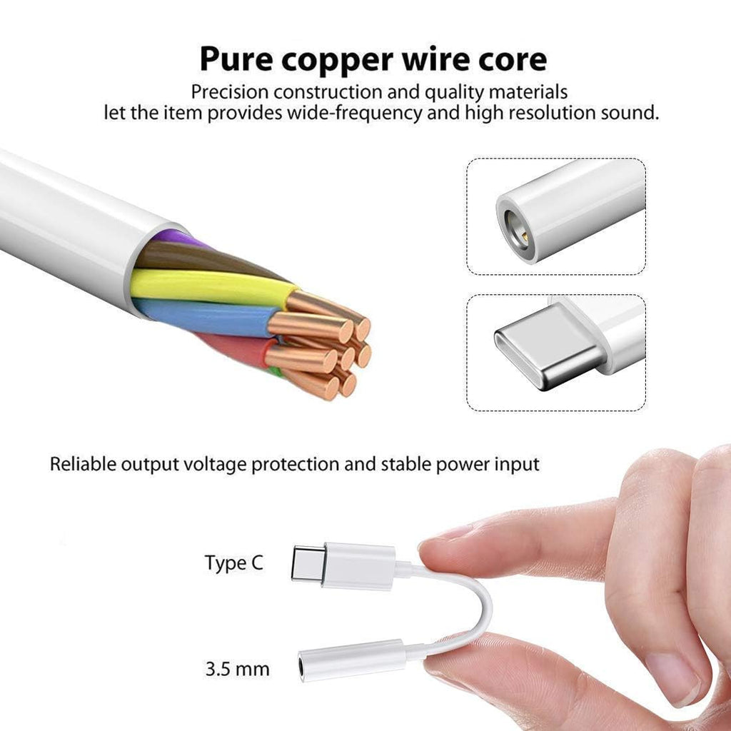 MR Type-C to 3.5mm AUX Cable | USB-C to Headphone Jack Converter | DAC Support | Hi-Fi Sound | Compact Design