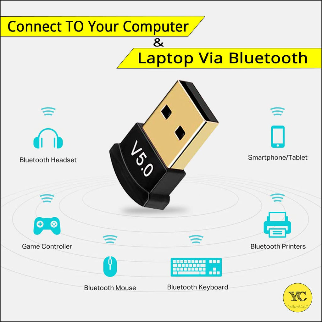 MR USB Bluetooth Adapter | Bluetooth 5.0 Dongle | Wireless Receiver | Plug & Play | Laptop/Desktop Compatible