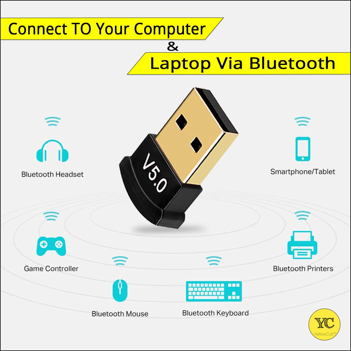 MR USB Bluetooth Adapter | Bluetooth 5.0 Dongle | Wireless Receiver | Plug & Play | Laptop/Desktop Compatible