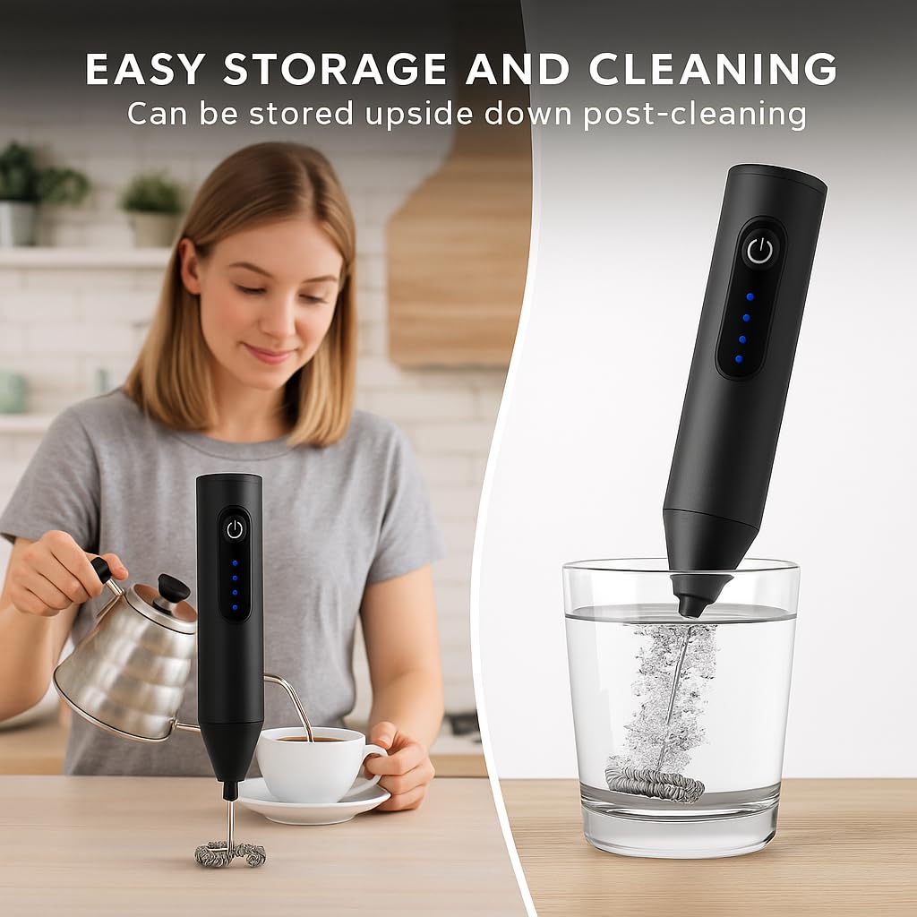 MR Milk Frother | Handheld Coffee Frother | Battery Operated | Stainless Steel Whisk | Portable & Easy to Use