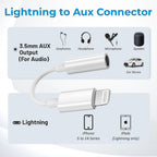 MR Lightning to 3.5mm Audio Jack Adapter | iPhone AUX Converter | Hi-Fi Sound | DAC Support | Earphone, Speaker Compatible
