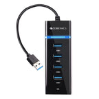 MR 300HB 4 Port USB 3.0 Hub with Hi-Speed Data Transfer, LED Indication, 15cm Cable, Backward Compatible, Multi Device Connection, Plug Play Usage, Glossy Finish and Lightweight Design