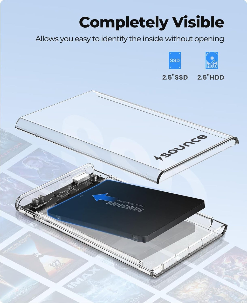 MR Transparent Hard Disk Enclosure | 2.5 Inch SATA HDD/SSD Case | USB 3.0 External Hard Drive Case | Laptop HDD Compatible