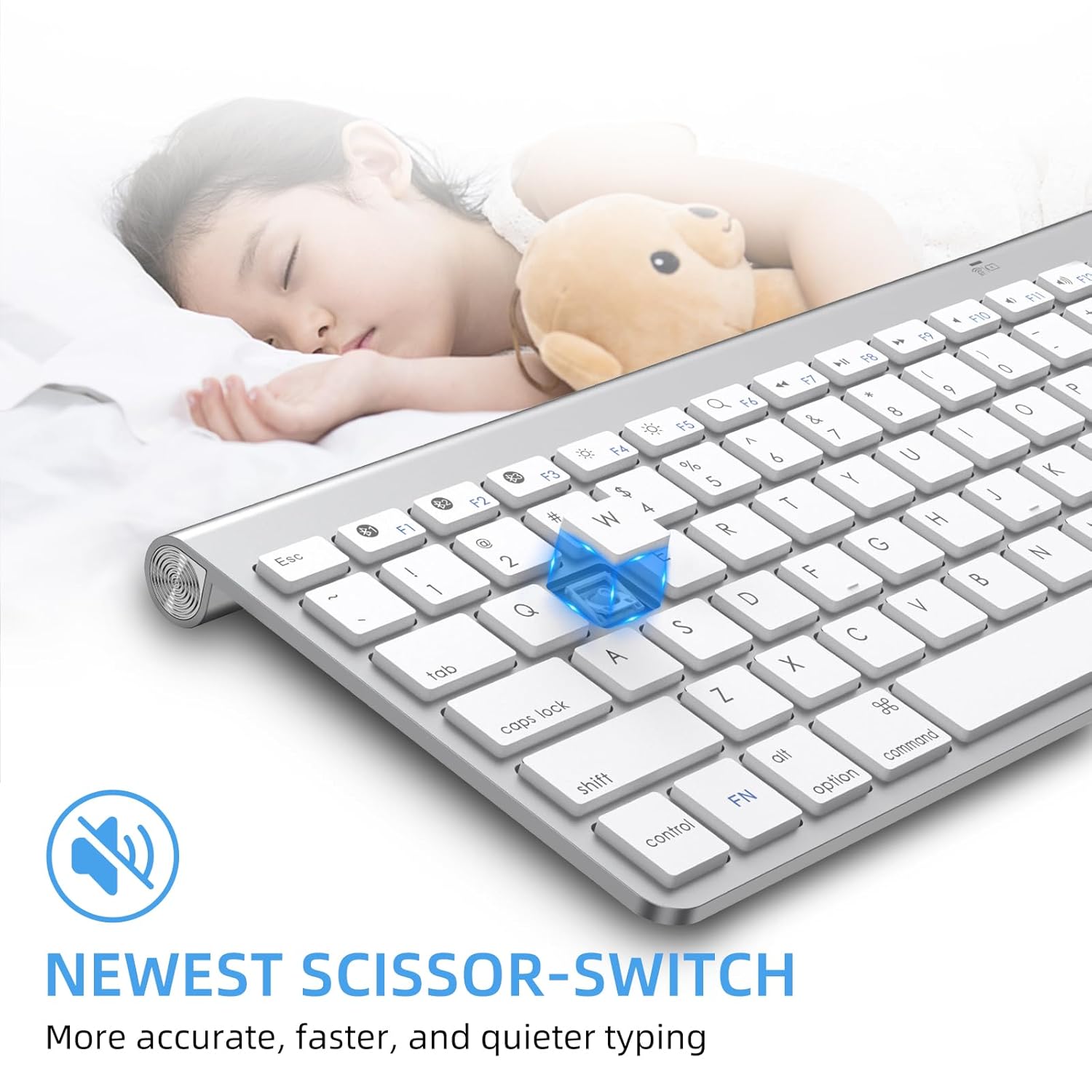 MR Wireless Keyboard & Mouse Combo (White) | 2.4GHz USB | Slim Design | Silent Keys | Rechargeable Mouse | Laptop/PC Compatible