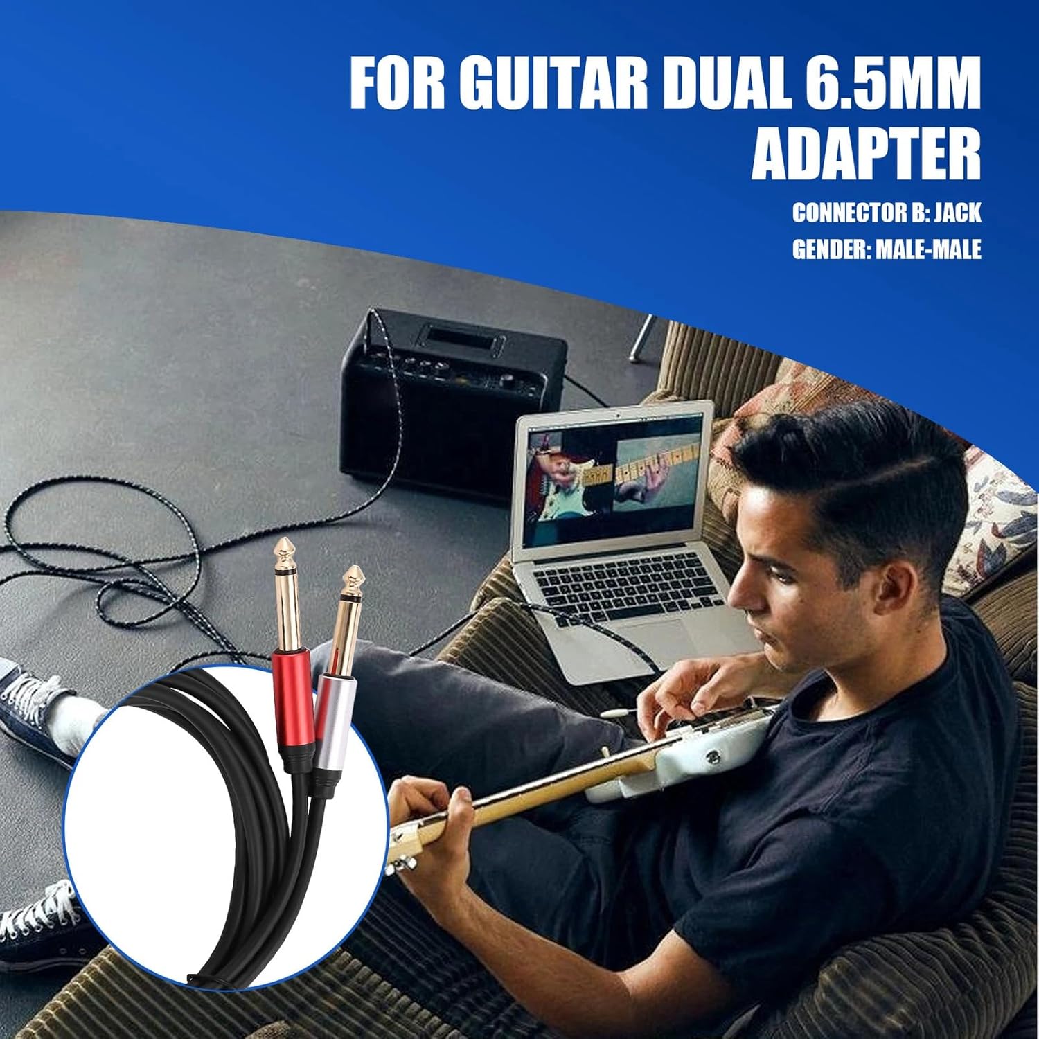 MR 3.5mm to Dual 6.5mm Audio Cable | 1 Female to 2 Male Jack | Stereo Sound | Mixer, Amplifier, Speaker Compatible
