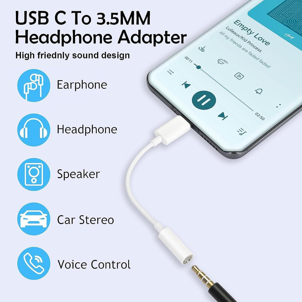 MR Type-C to 3.5mm AUX Cable | USB-C to Headphone Jack Converter | DAC Support | Hi-Fi Sound | Compact Design