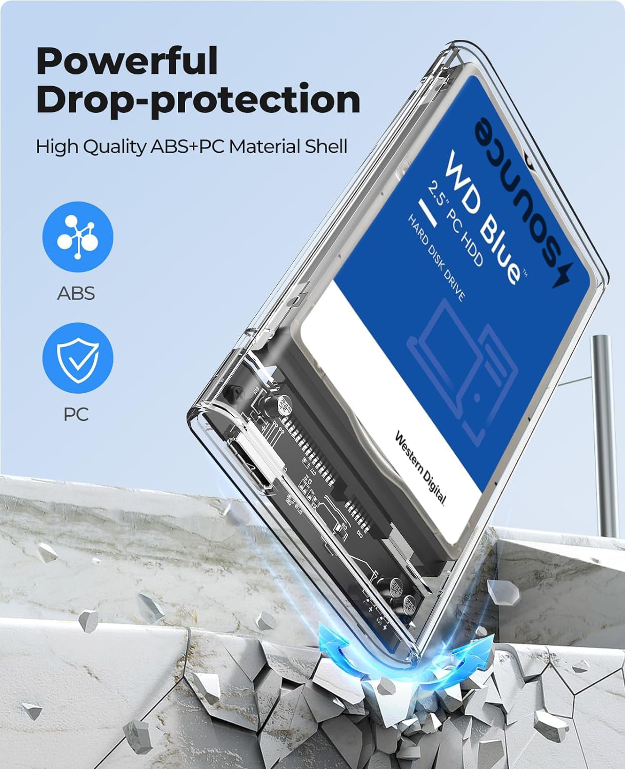 MR Transparent Hard Disk Enclosure | 2.5 Inch SATA HDD/SSD Case | USB 3.0 External Hard Drive Case | Laptop HDD Compatible