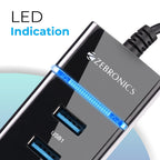 MR 300HB 4 Port USB 3.0 Hub with Hi-Speed Data Transfer, LED Indication, 15cm Cable, Backward Compatible, Multi Device Connection, Plug Play Usage, Glossy Finish and Lightweight Design