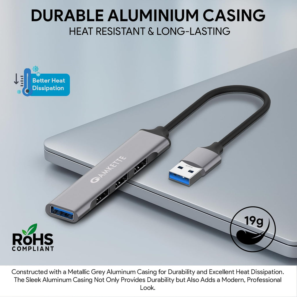 MR USB Hub 4 Port | USB 3.0 Splitter | High Speed Data Transfer | Multi USB Adapter | Laptop/Desktop Compatible