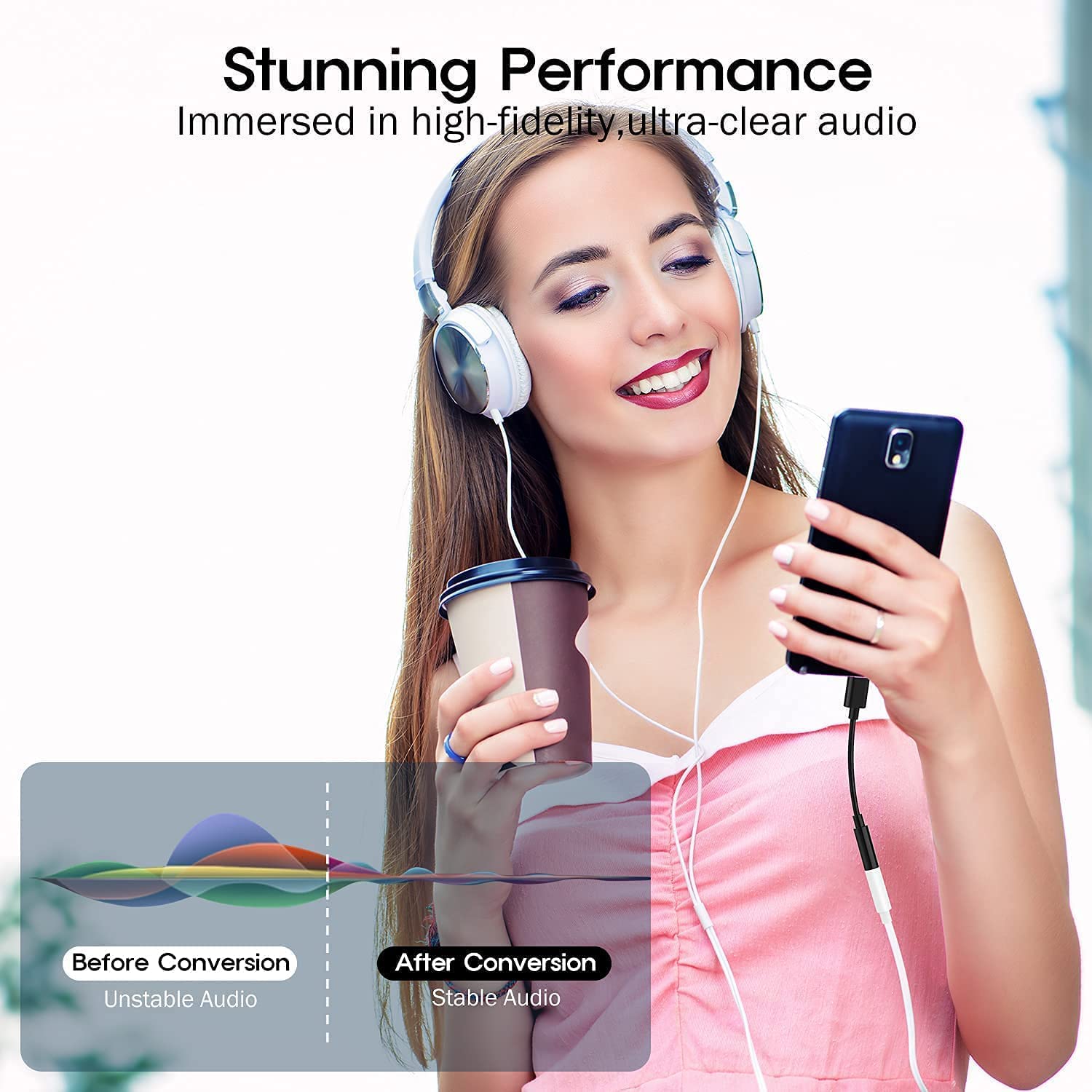 MR Type-C to 3.5mm AUX Cable | USB-C to Headphone Jack Converter | DAC Support | Hi-Fi Sound | Compact Design