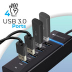 MR 300HB 4 Port USB 3.0 Hub with Hi-Speed Data Transfer, LED Indication, 15cm Cable, Backward Compatible, Multi Device Connection, Plug Play Usage, Glossy Finish and Lightweight Design