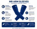MR Compression Arm Sleeves for Sports, Volleyball, Cricket, Cycling, Running & Gym | UV Protection | Breathable Stretch Fabric | Pair of 2 | Blue