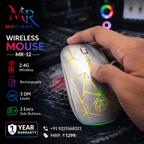 MR Rechargeable Wireless Mouse | 2.4GHz USB | Slim Design | Silent Click | Long Battery Backup