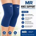 MR Performance Knee Sleeves | Knee Compression Support for Sports, Gym, Running & Daily Activities | Blue