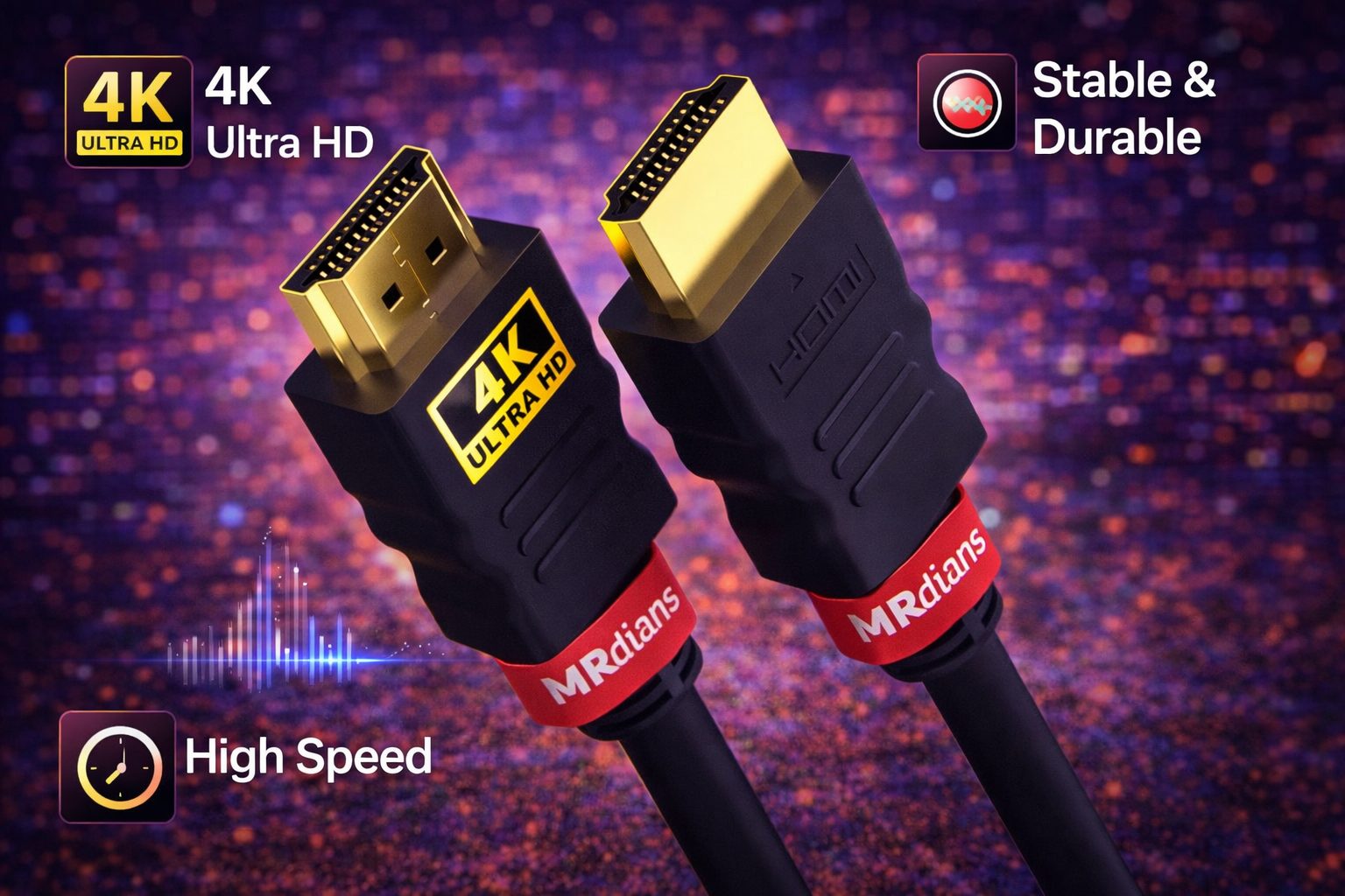 MR 4K HDMI Cable | Gold Plated Connector | High Speed HDMI | Ultra HD Support | TV, Laptop, Monitor Compatible